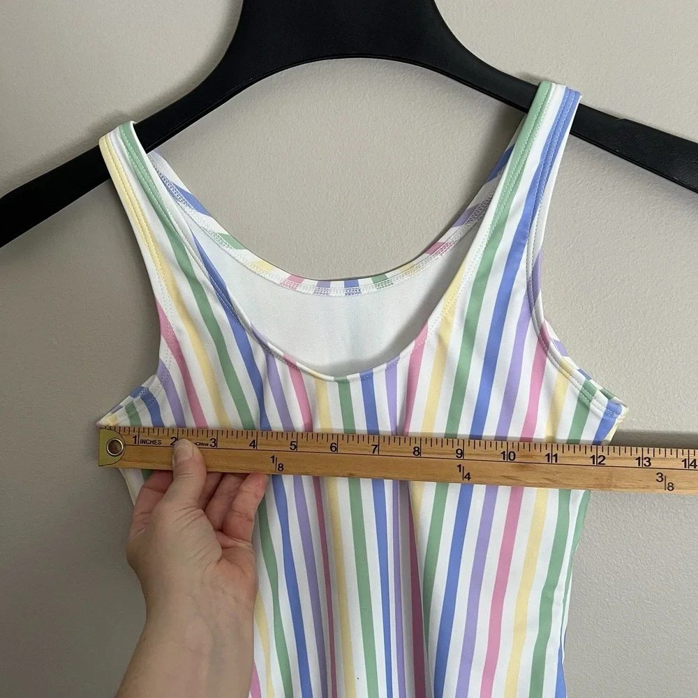 Gap Kids Girls Swimsuit XXL Pastel Rainbow Vertical Stripes Beach Tween - Picture 3 of 5